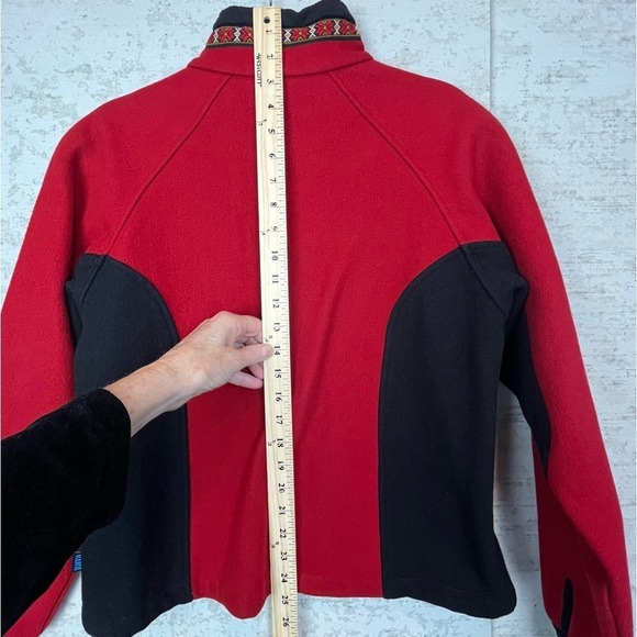 VTG KUHL Alf Women's Wool Coat Sz M Nordic Alpine Warm Minimalist Red Thumb Hole - Picture 14 of 16